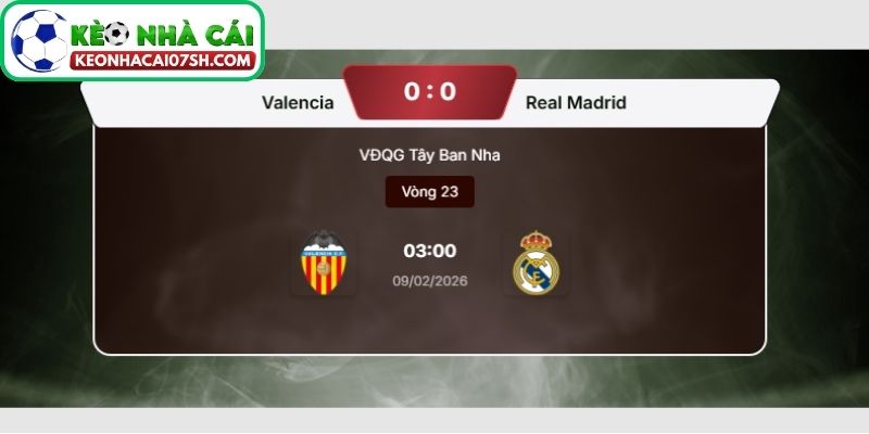 Nhận định Valencia Vs Real Madrid (03:00 09/02, La Liga) 4 Dự đoán tỷ số trận Valencia vs Real Madrid từ Kèo Nhà Cái Sh